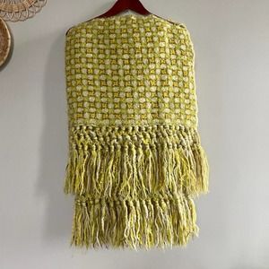 Vintage Large Knitted Throw Blanket Handmade Fringe Cozy Knit Blankets